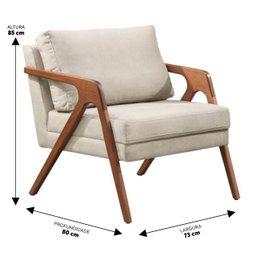 Kit 02 Poltronas Decorativas Madeira Maciça Luxo Mona Suede Bege - Zahav Estofados - 2