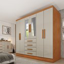 Ver imagem 1 de Guarda Roupa Casal com Espelho 6 Portas 4 Gavetas 180cm Arizona Bege/Cinamomo/Off White