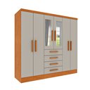 Ver imagem 2 de Guarda Roupa Casal com Espelho 6 Portas 4 Gavetas 180cm Arizona Bege/Cinamomo/Off White