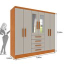 Ver imagem 3 de Guarda Roupa Casal com Espelho 6 Portas 4 Gavetas 180cm Arizona Bege/Cinamomo/Off White