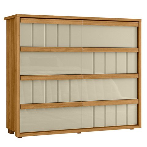 Cômoda Grande 8 Gavetas 100% Mdf Ripada Talita Cumaru/opala