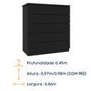 Ver imagem 6 de Cômoda 5 Gavetas Premium Com Pés Tcil Móveis