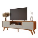 Ver imagem 1 de Rack para Tv 75'' Ares 1,80m Pés em Madeira Maciça 100% em Mdf:naturalle/off White