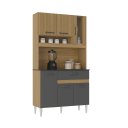 Ver imagem 1 de Kit Cozinha Coral 6 Portas Damasco Ripado/cinza