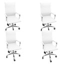 Ver imagem 1 de Kit com 4 Cadeira Presidente Charles Eames Esteirinha Couro Pu 11p Branco