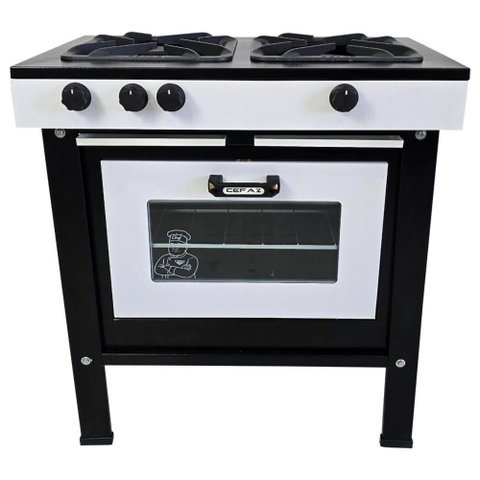 Fogão a Gás 2 Bocas com Forno Cefaz Linha Chef Branco e Preto