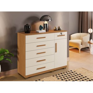 Comoda Milao 6 Gavetas e 1 Porta Benetil Cinamomo Off