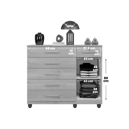 Comoda Milao 6 Gavetas e 1 Porta Benetil Cinamomo Off - 5