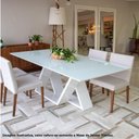 Ver imagem 3 de Mesa Jantar Treviso Base Laca Branca e Tampo Branco Acetinado 220cm - 70170