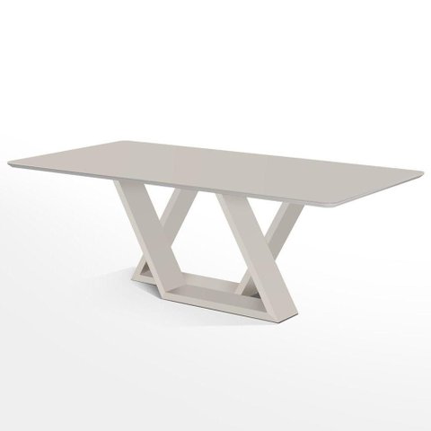 Mesa Jantar Treviso Base Laca Branca e Tampo Branco Acetinado 220cm - 70170