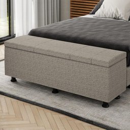Baú Sapateira Estofada Casal Queen Size 160 Cm Venus Linho Skybox Marrom - 1