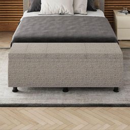 Baú Sapateira Estofada Casal Queen Size 160 Cm Venus Linho Skybox Marrom - 3