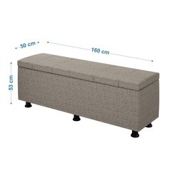 Baú Sapateira Estofada Casal Queen Size 160 Cm Venus Linho Skybox Marrom - 5