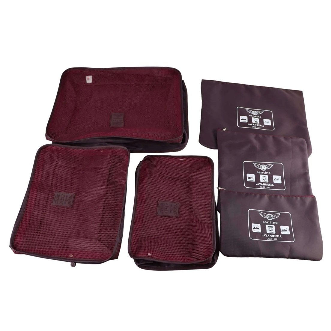 Organizador de Mala de Viagem Kit 6 Necessaire Bolsa Wa Magazine- Vinho Santino - 2