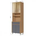 Ver imagem 2 de Paneleiro 4 Portas 1 Gaveta Nesher Condessa Vidro 70cm 100 MDF Carvalho-Titânio