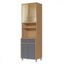 Ver imagem 1 de Paneleiro 4 Portas 1 Gaveta Nesher Condessa Vidro 70cm 100 MDF Carvalho-Titânio