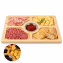 Ver imagem 1 de Tabua Petisco Petisqueira Pinux Multiuso Madeira Bambu Inox 4 Divisorias Frios Queijos Gourmet