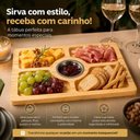 Ver imagem 6 de Tabua Petisco Petisqueira Pinux Multiuso Madeira Bambu Inox 4 Divisorias Frios Queijos Gourmet