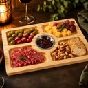 Ver imagem 2 de Tabua Petisco Petisqueira Pinux Multiuso Madeira Bambu Inox 4 Divisorias Frios Queijos Gourmet