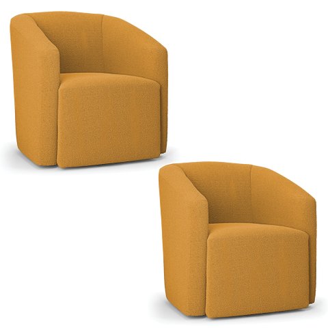 Poltrona Decorativa Orgânica Kit 2 Stella Max Bouclê Mostarda D03 - D’Rossi