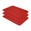 Ver imagem 1 de Conjunto 3 Bandejas Plásticas Self-service Refeição 48 X 32,5 X 2 Br-100 Vermelha - Della Plast