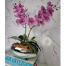 Arranjo Com 2 Orquídeas Violeta Vaso Prata 22cm - 1