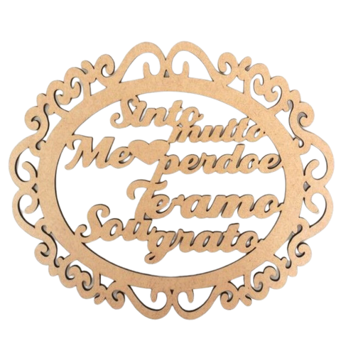 Hoponopono - MDF - Sinto Perdoe Amo Grato - Cru - Abstrato Parede - 15x13cm