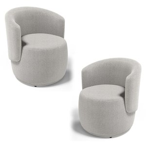 Kit 02 Poltronas Decorativas Aisha Orgânica Bouclê Bege - Desk Design