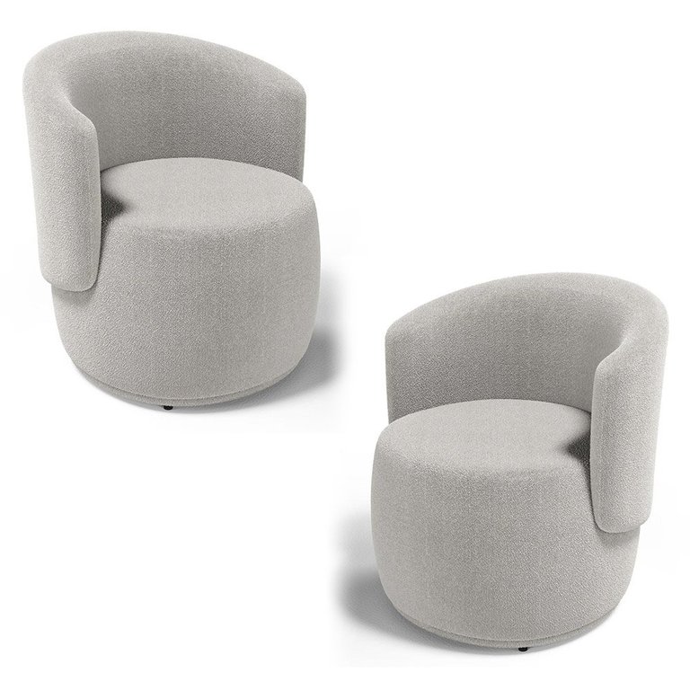 Kit 02 Poltronas Decorativas Aisha Orgânica Bouclê Bege - Desk Design