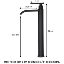 Kit Cuba Pia Louça Cerâmica Banheiro C/ Torn e Vál Preta S21 - 6