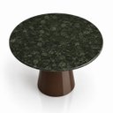 Ver imagem 2 de Mesa de Jantar Cone Redondo 120 cm Tampo Mármore Verde Guatemala Base Laca Marrom Cacau
