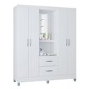 Ver imagem 2 de Guarda Roupa Solteiro Ambiente Cordoba 4 Portas Branco Brilho - Poquema
