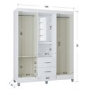 Ver imagem 4 de Guarda Roupa Solteiro Ambiente Cordoba 4 Portas Branco Brilho - Poquema