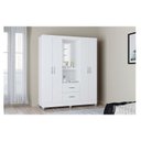 Ver imagem 1 de Guarda Roupa Solteiro Ambiente Cordoba 4 Portas Branco Brilho - Poquema