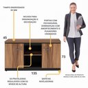 Ver imagem 3 de Balcão de Escritório 135cm 2 Portas com Chave Multimóveis CR25297