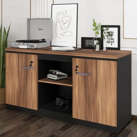Balcão de Escritório 135cm 2 Portas com Chave Multimóveis CR25297 