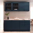 Ver imagem 3 de Cozinha Compacta 4 Peças 6 Portas 3 Gavetas com Vidro em MDF Sevilha Azul Órion