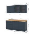 Ver imagem 4 de Cozinha Compacta 4 Peças 6 Portas 3 Gavetas com Vidro em MDF Sevilha Azul Órion