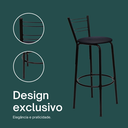 Ver imagem 4 de Kit 5 Banquetas para Balcão Bancada Cozinha Bistrô Ilhas Gourmet Bares Banco Flórida Preta
