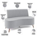 Ver imagem 7 de Sofá Chaise Living 2 Lugares 135cm para Sala Cayman K01 Veludo Cinza