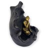 Incensário Cascata Gruta Folha Buda Ajoelhado Pr Dour 11cm - 3