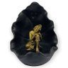 Incensário Cascata Gruta Folha Buda Ajoelhado Pr Dour 11cm - 1