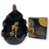 Incensário Cascata Gruta Folha Buda Ajoelhado Pr Dour 11cm - 2