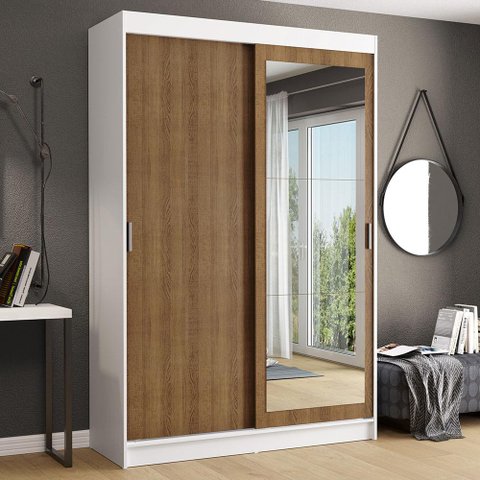 Guarda-roupa Solteiro Madesa Tokio 2 Portas de Correr com Espelho 2 Gavetas