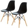 Kit 2 Cadeiras Concha Charles Eames Eiffel Preto Madeira - 1