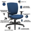 Ver imagem 4 de Kit 03 Cadeiras de Escritório Diretor Office Giratória Preto Alta Flexi P03 Poliéster Azul - Lyam Ly