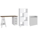 Ver imagem 1 de Conjunto Escritório Home Office 3 Peças Maly A06 Nogal/branco - Mpozenato