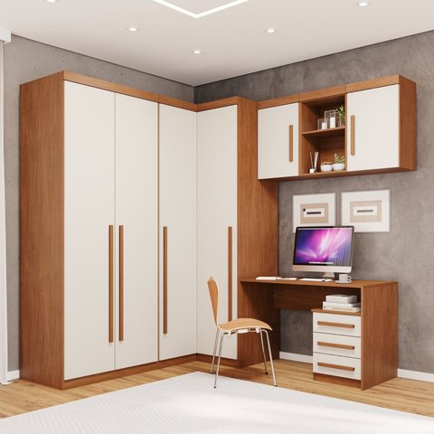 Guarda-Roupa Modulado 6 Peças 6 Portas 6 Gavetas Texas Marrom/Cinamomo/Off White Arenas