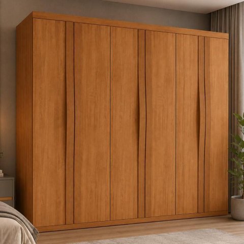 Guarda Roupa Casal CR35530 6 Portas de Bater 6 Gavetas MDF Laqueado Madeirado Multimóveis