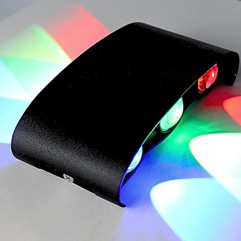 Arandela Led 6w Efeito 6 Fachos Rgb Colorida Acabamento Preto Biv Marca Hitec
